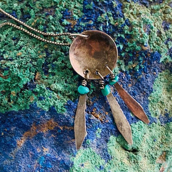 Native American Turquoise Dreamcatcher Pendant - Picture 5 of 7